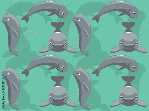 Yangtze Finless Porpoise Poses Cute Character Seamless Wallpaper Background