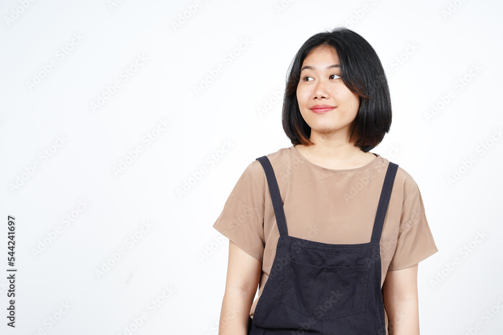 Smiling and looking away of Beautiful Asian Woman Isolated On White Background Smiling and looking away of Beautiful Asian Woman Isolated On White Background