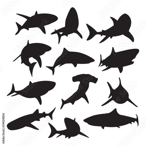 Shark laser cut templates, set of sharks, silhouettes