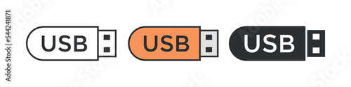 Flash drive flat icons, set usb data storage devices. Computer equipment icons