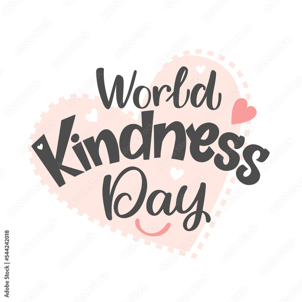 World Kindness Day. Celebration text. Vector lettering. Isolated on white background.