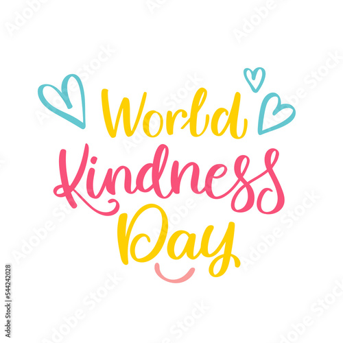 World Kindness Day. Celebration text. Vector lettering. Isolated on white background.