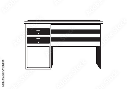 Wooden traditional table vector icon. Office work desk, modern furniture.