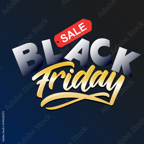 Black Friday Sale Banner. Vector illustration: Handmade modern brush Black Friday lettering isolated on black background.