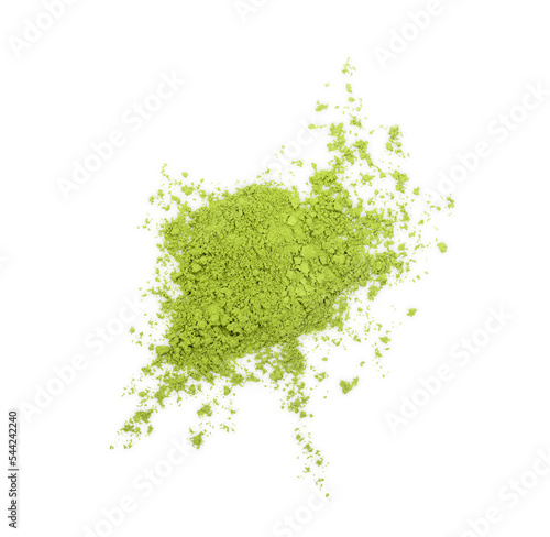 Powder green tea isolation on transparent background. (.PNG). Top view
