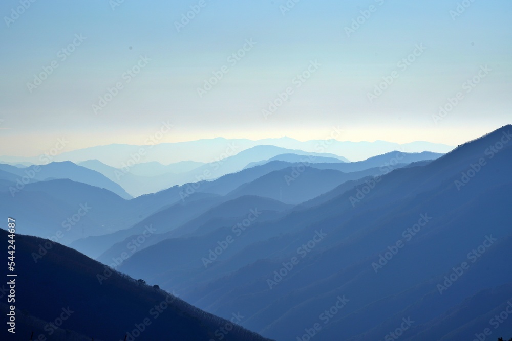 Beautiful mountains and sunset in Korea