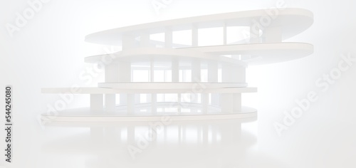 Obraz na płótnie Luxury white abstract architectural minimalistic background. Contemporary showroom. Modern exhibition stand. Empty gallery. Backlight. Polygonal Graphic Design. 3D illustration and rendering. w salonie