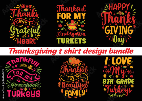  Thanksgiving colorful typography t shirt design use for print on demand,