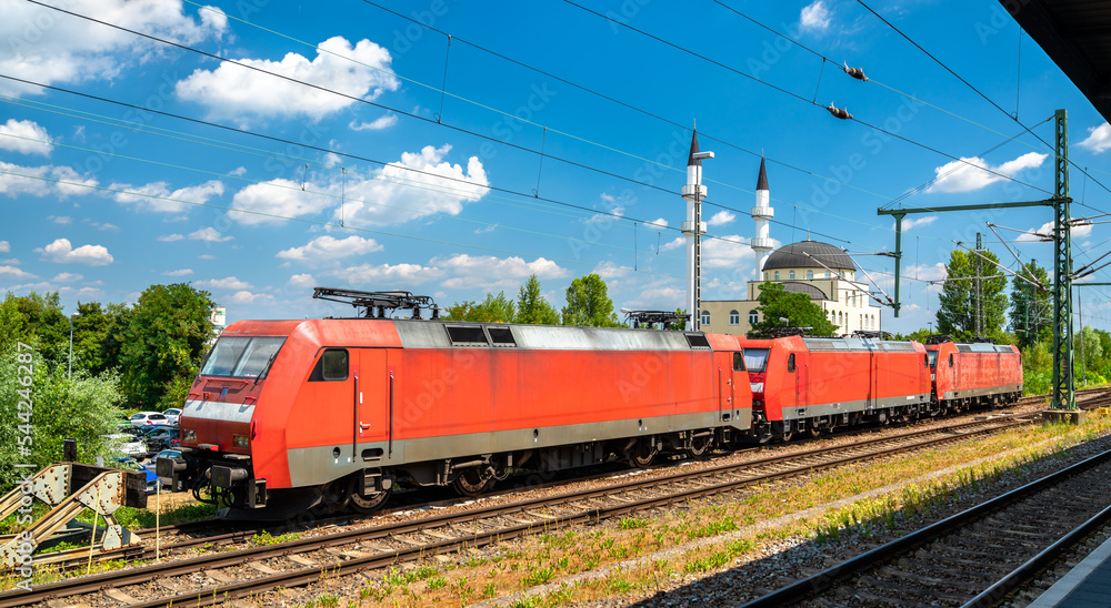 Freight electric locomotives at Kehl Station in Baden-Wuerttemberg, Germany