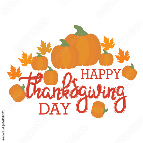 Thanksgiving Day Celebration Pumpkin Ornament Maple Leaf Orange Autumn vector illustration