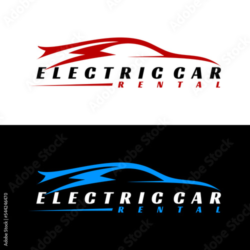 electric car rental logo design vector