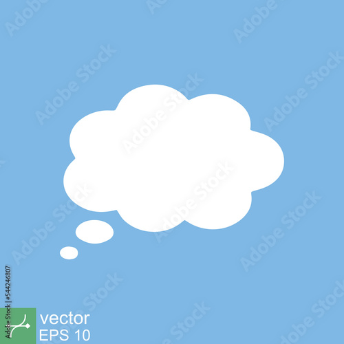 Think bubble. Empty white cloud speech bubble cartoon, idea, communication concept. Simple flat style. Vector illustration isolated. EPS 10.