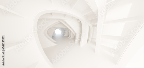 Obraz na płótnie Luxury white abstract architectural minimalistic background. Contemporary showroom. Modern exhibition stand. Empty gallery. Backlight. Polygonal Graphic Design. 3D illustration and rendering. w salonie