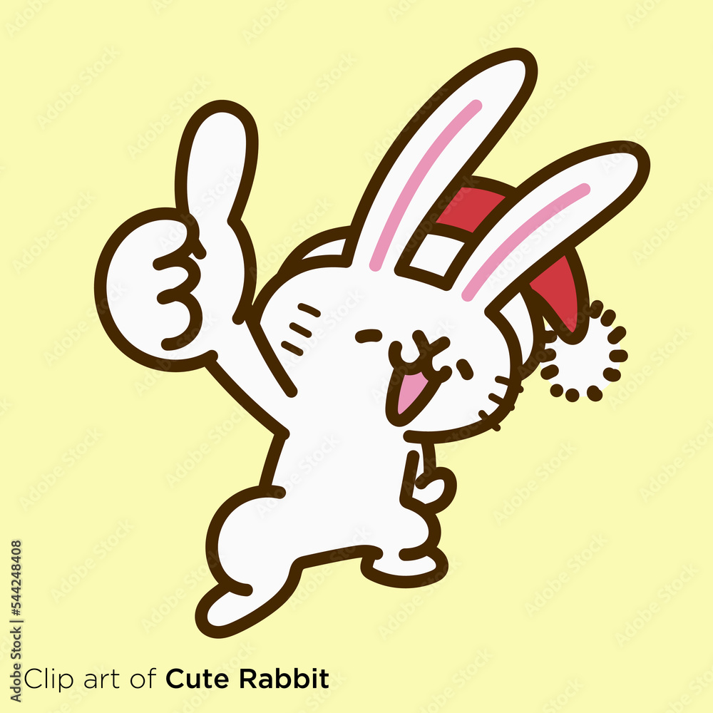 Obraz premium ウサギのキャラクターイラストシリーズ 「グッドサインを出すウサギのサンタクロース」