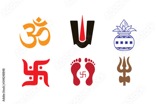 set of icons for Hindu cultural design symbols