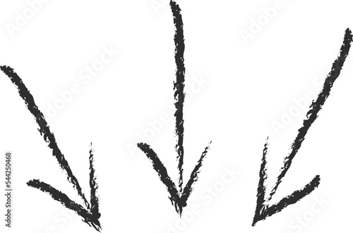 Sketchy arrow chalk marker vector illustration. Chalk style symbols for hand drawn diagrams, mind maps and communication drawings