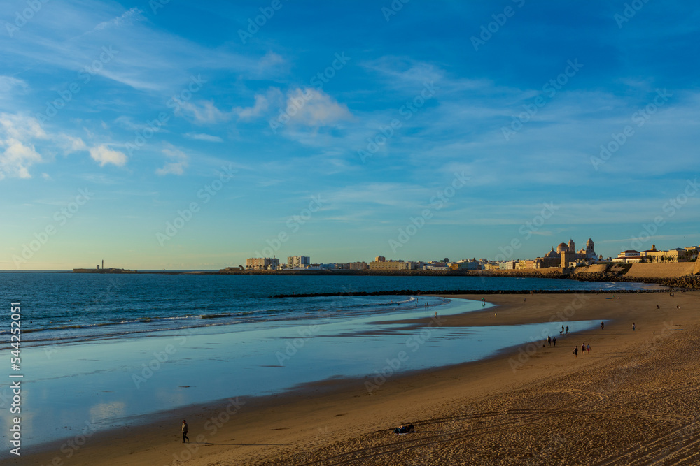 Afternoon view of a beach in Cadiz, Spain