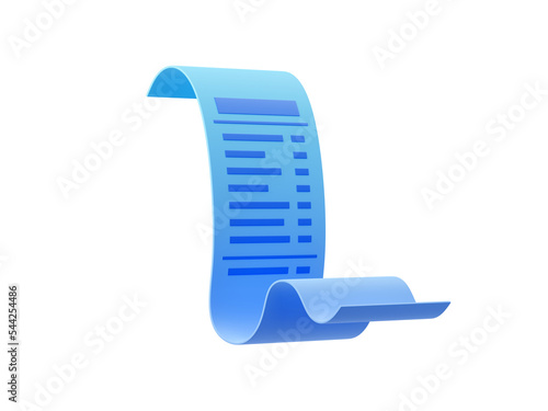 Fotografie 3D illustration of payment confirmation bill isolated on white background