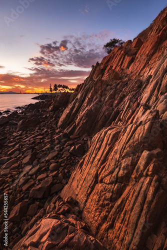 Rock formations at sunrise near the Strand in Townsville