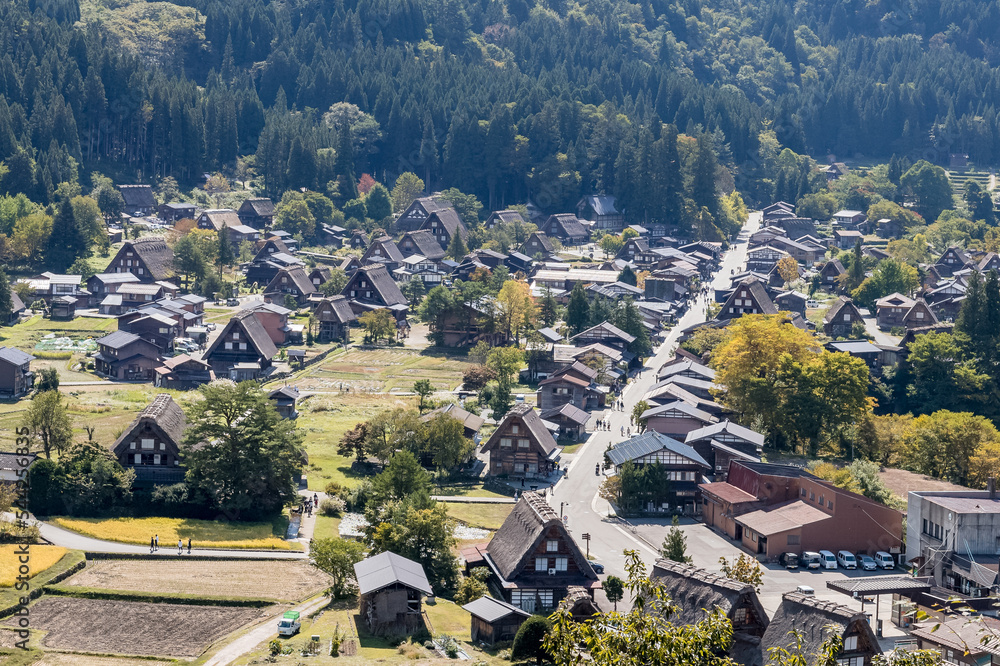 Shirakawa Historical Japanese. Shirakawago village in autumn from