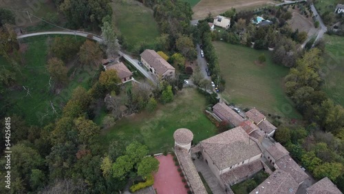 aerial video above Scipione, a medieval town castle in Salsomaggiore Parma Italy photo