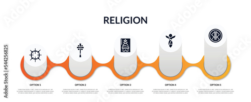 Foto set of religion filled icons with infographic template