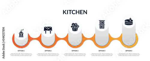 Fotografering set of kitchen filled icons with infographic template