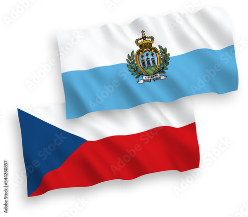 Flags of Czech Republic and San Marino on a white background