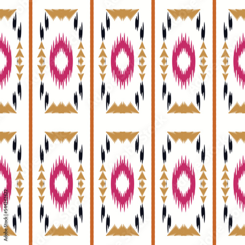 Ethnic ikat fabric batik textile seamless pattern digital vector design for Print saree Kurti Borneo Fabric border brush symbols swatches party wear