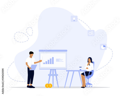 Consulting concept illustration. Suitable for landing page, ui, web, App intro card, editorial, flyer, and banner.