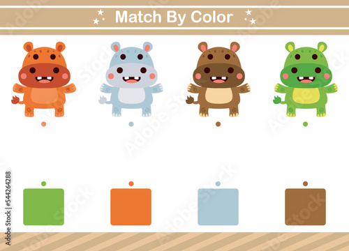 Match by color of animal Educational game for kindergarten Matching game for kids