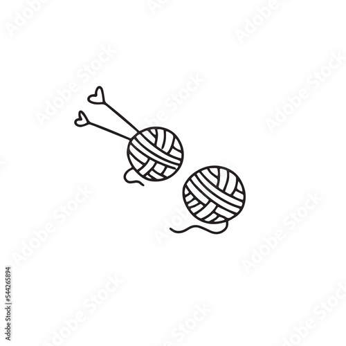 vector single knitting in doodle style isolated on white background for your design