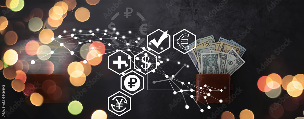 Fototapeta premium Dollars bills. Dollars background. Background of different us dollar banknotes. Finance concept.