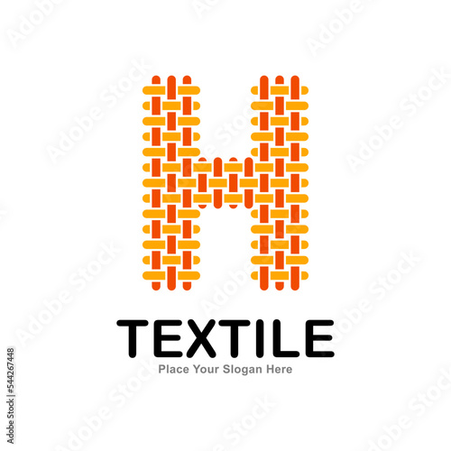 Letter H textile pattern and sewing logo vector template. Suitable for business, textile fabric, initial name, fashion, knitting, and poster