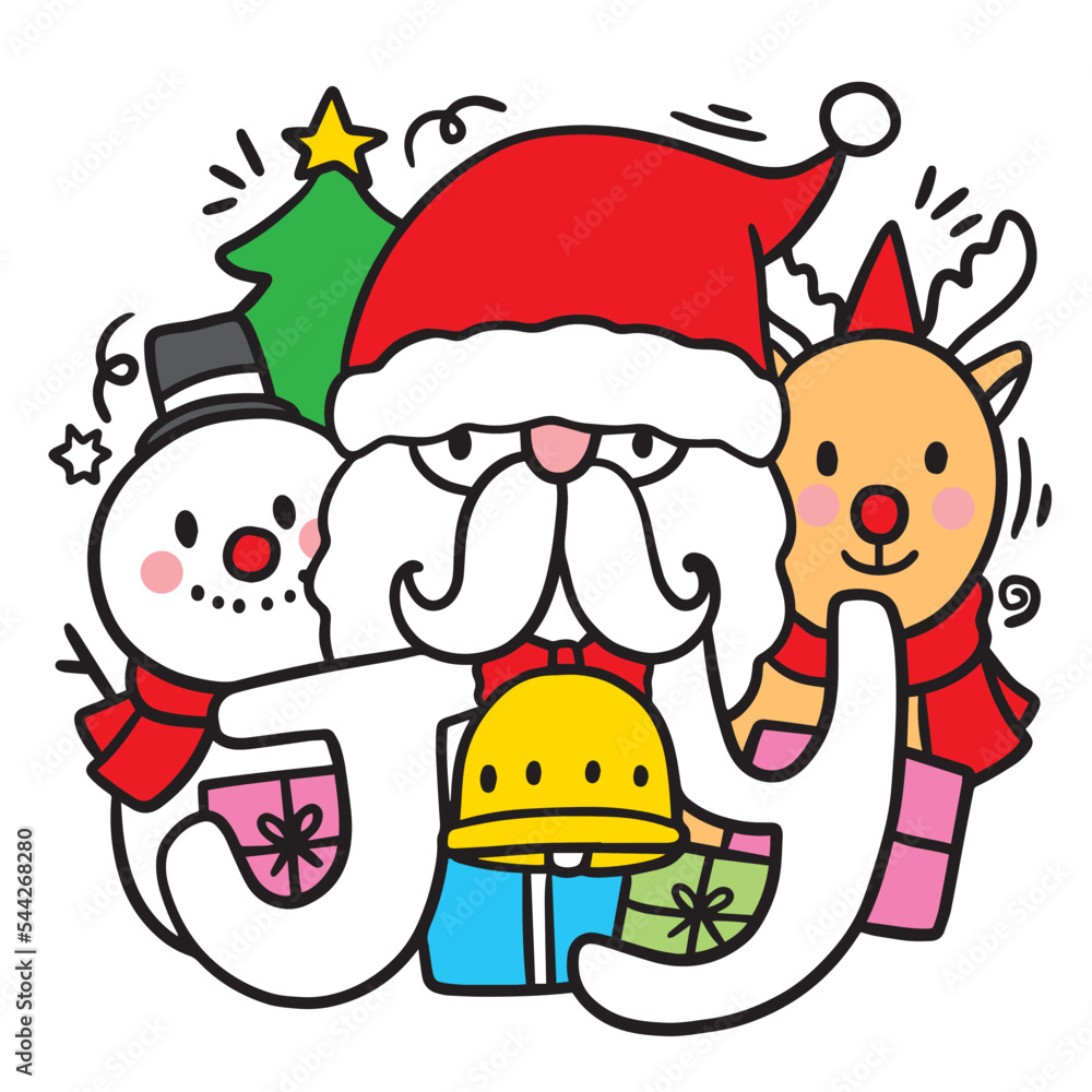 Christmas cartoon cute character vector.