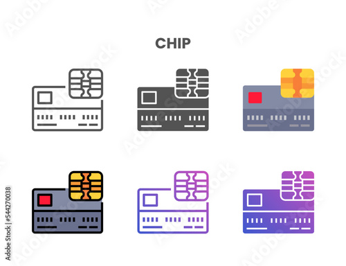 Credit Card Chip icon set style ouline, glyph, flat color and gradient. Vector Illustration for Graphic Design Element. Isolated on white background