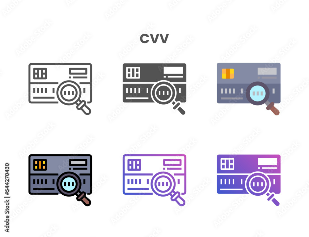 Credit Card CVV icon set style ouline, glyph, flat color and gradient. Vector Illustration for Graphic Design Element. Isolated on white background Credit Card CVV icon set style ouline, glyph, flat color and gradient. Vector Illustration for Graphic Design Element. Isolated on white background