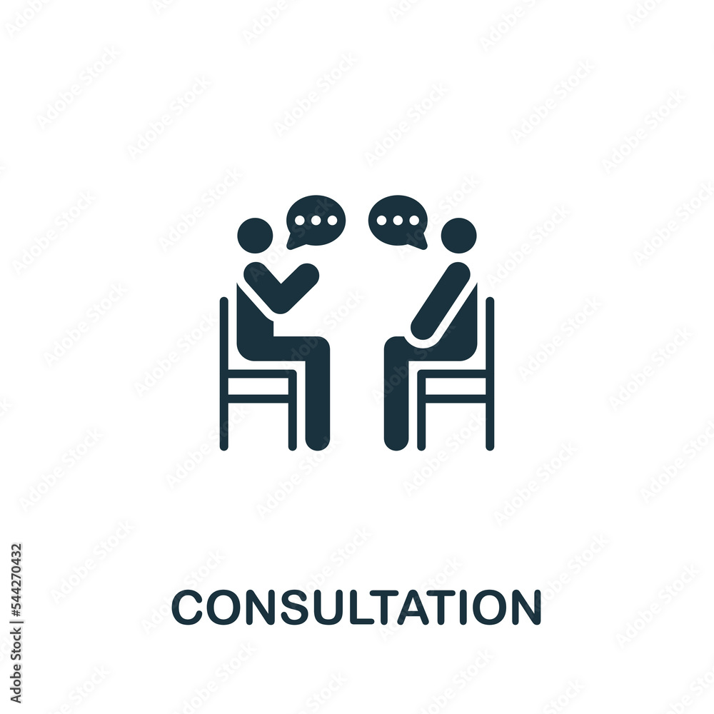 Consultation icon. Monochrome simple Customer Relationship icon for templates, web design and infographics Consultation icon. Monochrome simple Customer Relationship icon for templates, web design and infographics