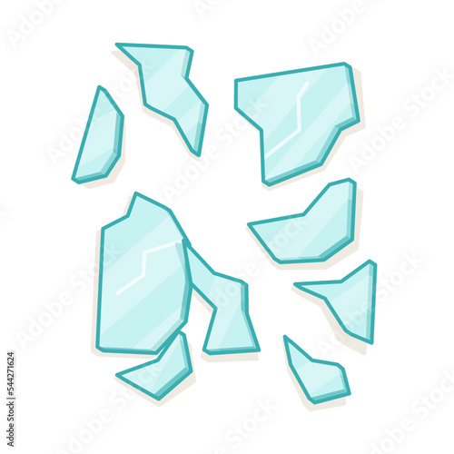 blue broken rectangular mirror plate kawaii doodle flat cartoon vector illustration