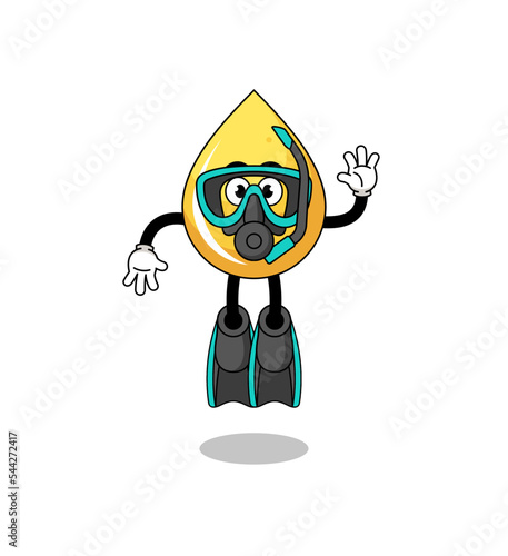 Character cartoon of honey drop as a diver
