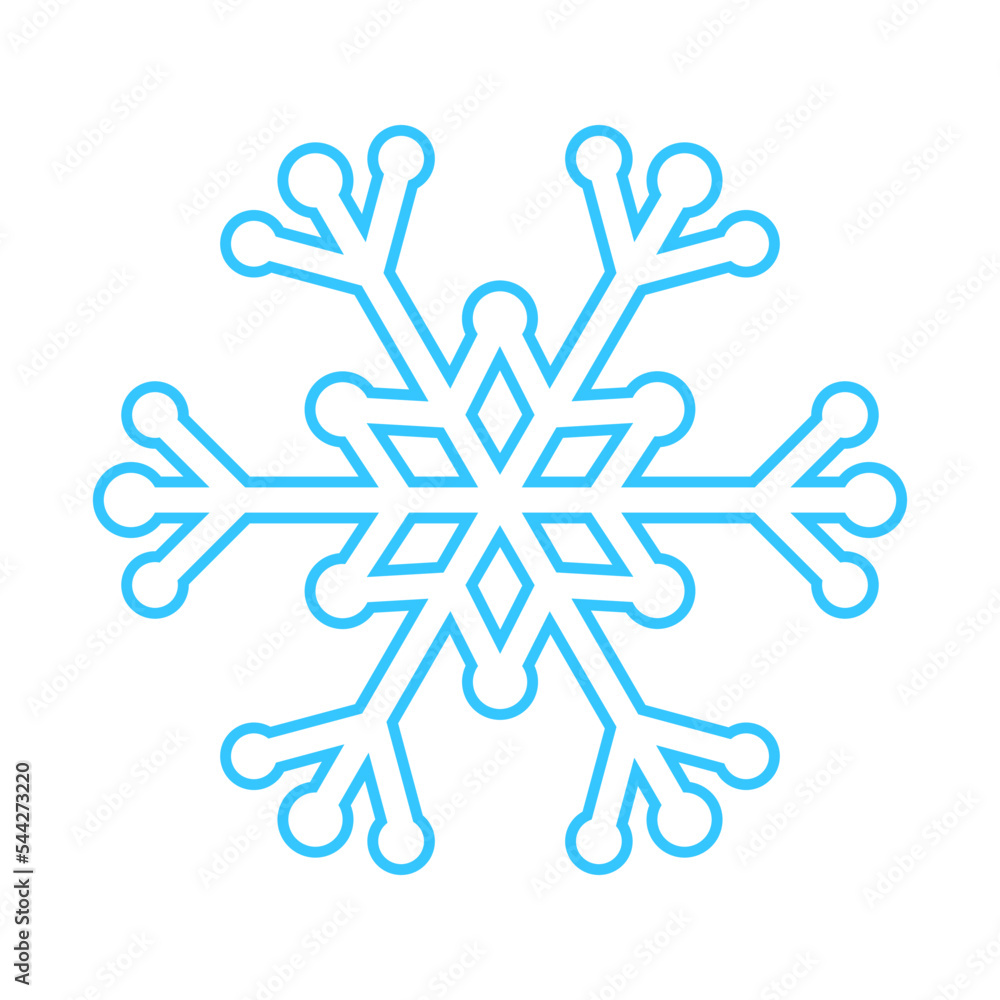 Simple snowflake made of blue lines. Festive decoration for New Year and Christmas, symbol of winter, element for design. Vector illustration Simple snowflake made of blue lines. Festive decoration for New Year and Christmas, symbol of winter, element for design. Vector illustration