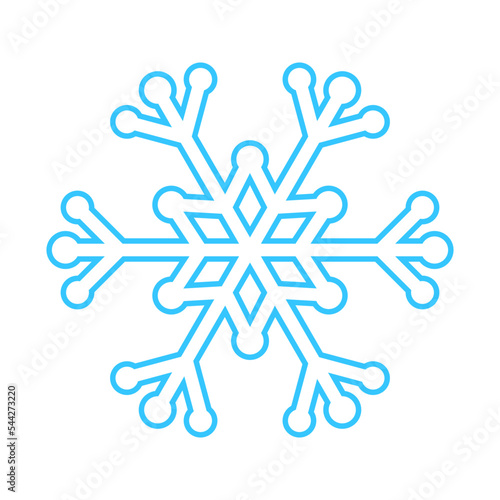 Simple snowflake made of blue lines. Festive decoration for New Year and Christmas, symbol of winter, element for design. Vector illustration