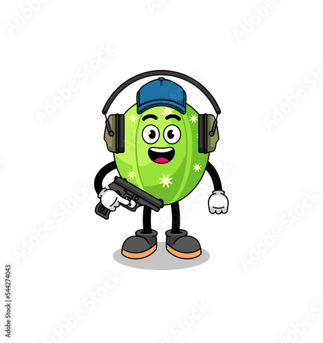 Character mascot of cactus doing shooting range