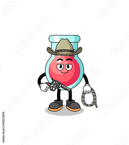 Character mascot of laboratory beaker as a cowboy © Ummu