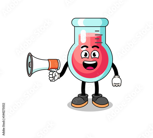 laboratory beaker cartoon illustration holding megaphone