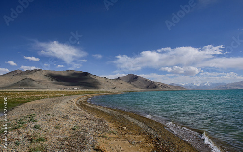 Salt deposits alongside Karakul Lake on the Pamir Highway, Gorno Badakhshan, Tajikistan