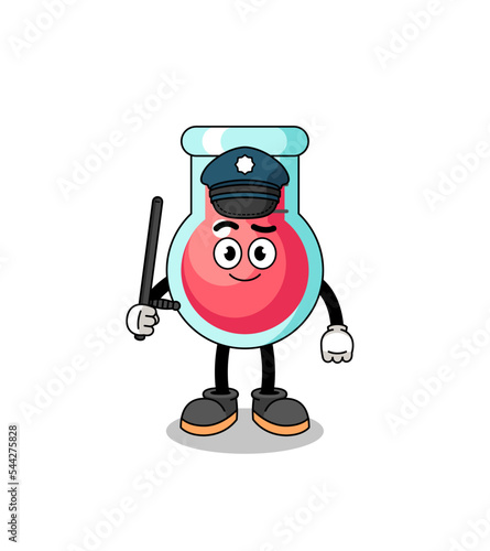 Cartoon Illustration of laboratory beaker police