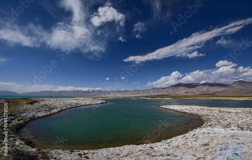 Beautiful Salt deposits alongside Karakul Lake on the Pamir Highway, Gorno Badakhshan, Tajikistan