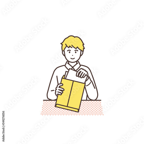 封入する男性のイラスト素材