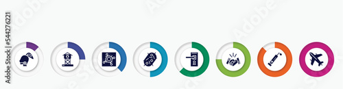 infographic element with filled icons. included sore throat, reservoir, pandemic, bacteria, doorknob, handshake, vaccine, airplane vector.